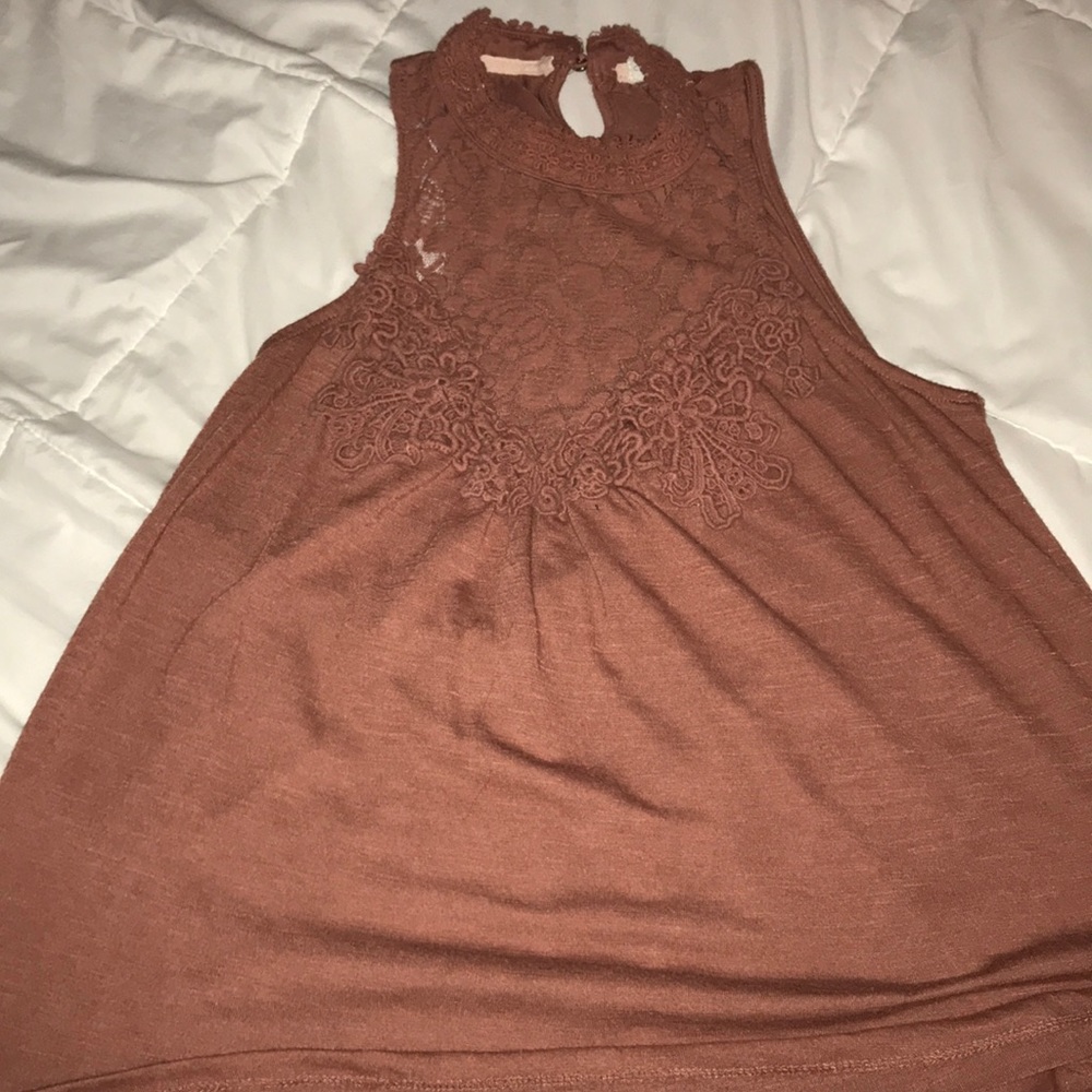 burnt orange lacey tank top
